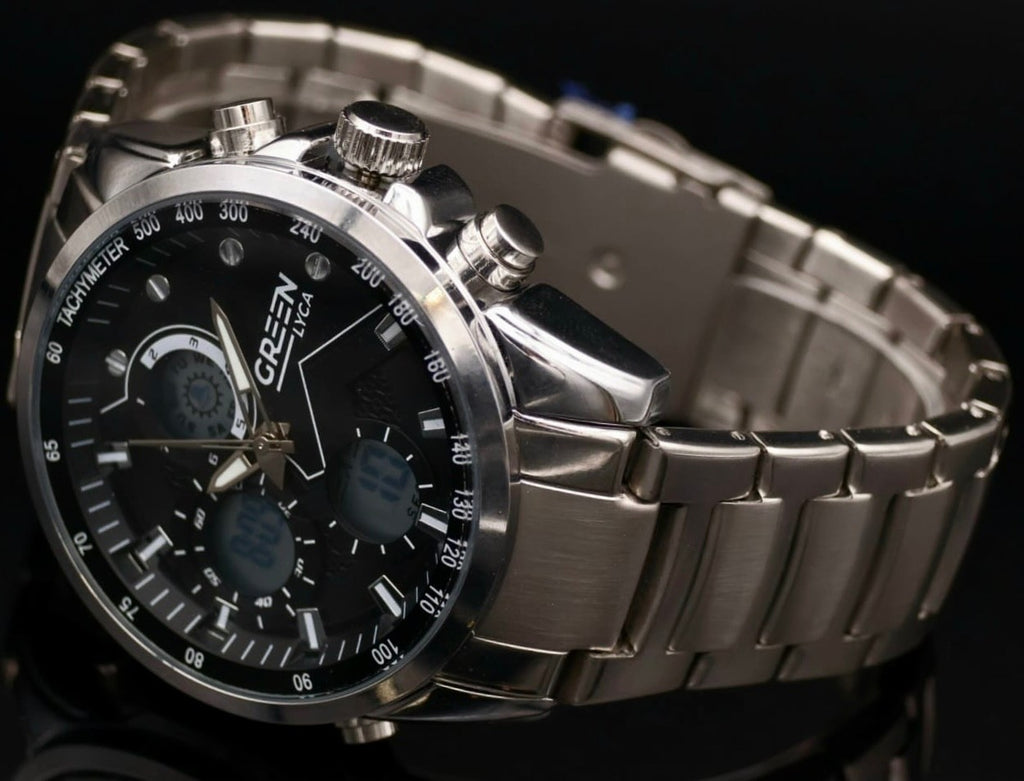 Green Digitale Herren Männer Armband Uhr Silber Schwarz Farben1