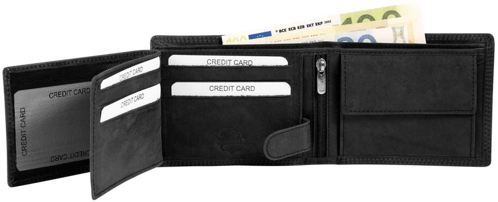 Akzent Leder Geldbörse RFID Echtleder Portemonnaie Geldbeutel Querformat Traktor2