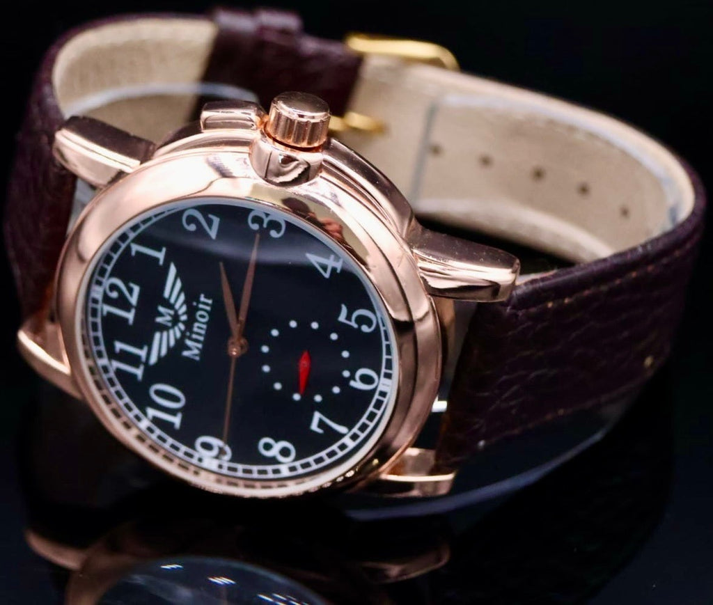 Herren Minoir Cobie Uhr Automatik Armbanduhr Herrenuhr mit braunem Lederband1