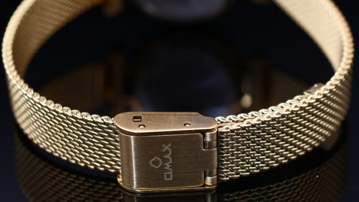 Omax Damen Armband Uhr Gold Farben Milanaise Band Damenuhr Strass IP Veredelt2