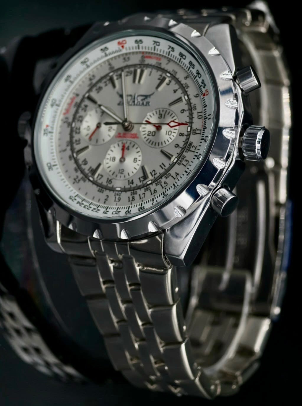 JARAGAR Herren Armband Uhr Automatikur Weiß Silber Farben Chronographenfunktion1