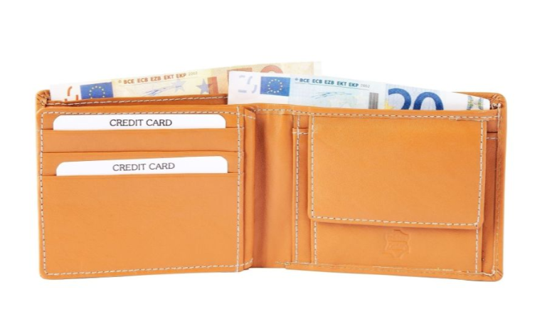 Akzent Leder Hellbraun Portemonnaie Geldbeutel Portmonee Echtleder Unisex Neu1