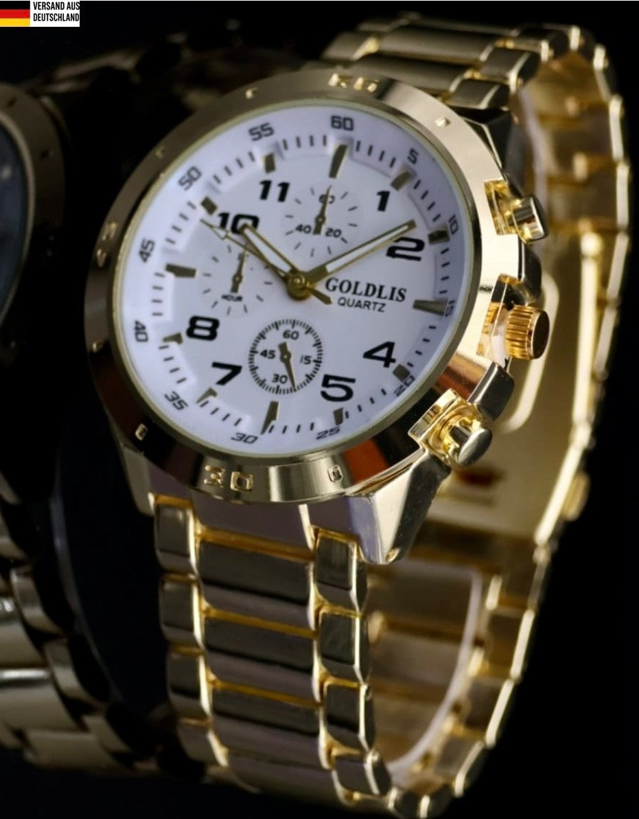 Mega Edle  XL Herren Armband Männer Uhr Gold Farben NEU0