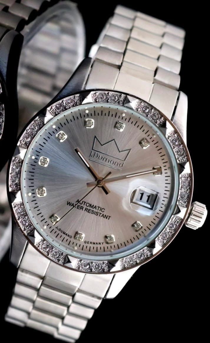 J.Dumand - Herren - Automatik - Uhr - Silber Farben - Datum - 44mm - Sichtboden0