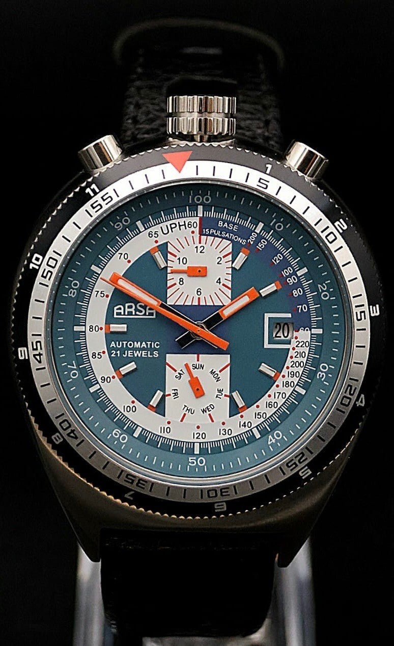 Hochwertige Arsa Herren Uhr Automatikuhr mit Lederband Vollkalender NEU* 1 TAG2