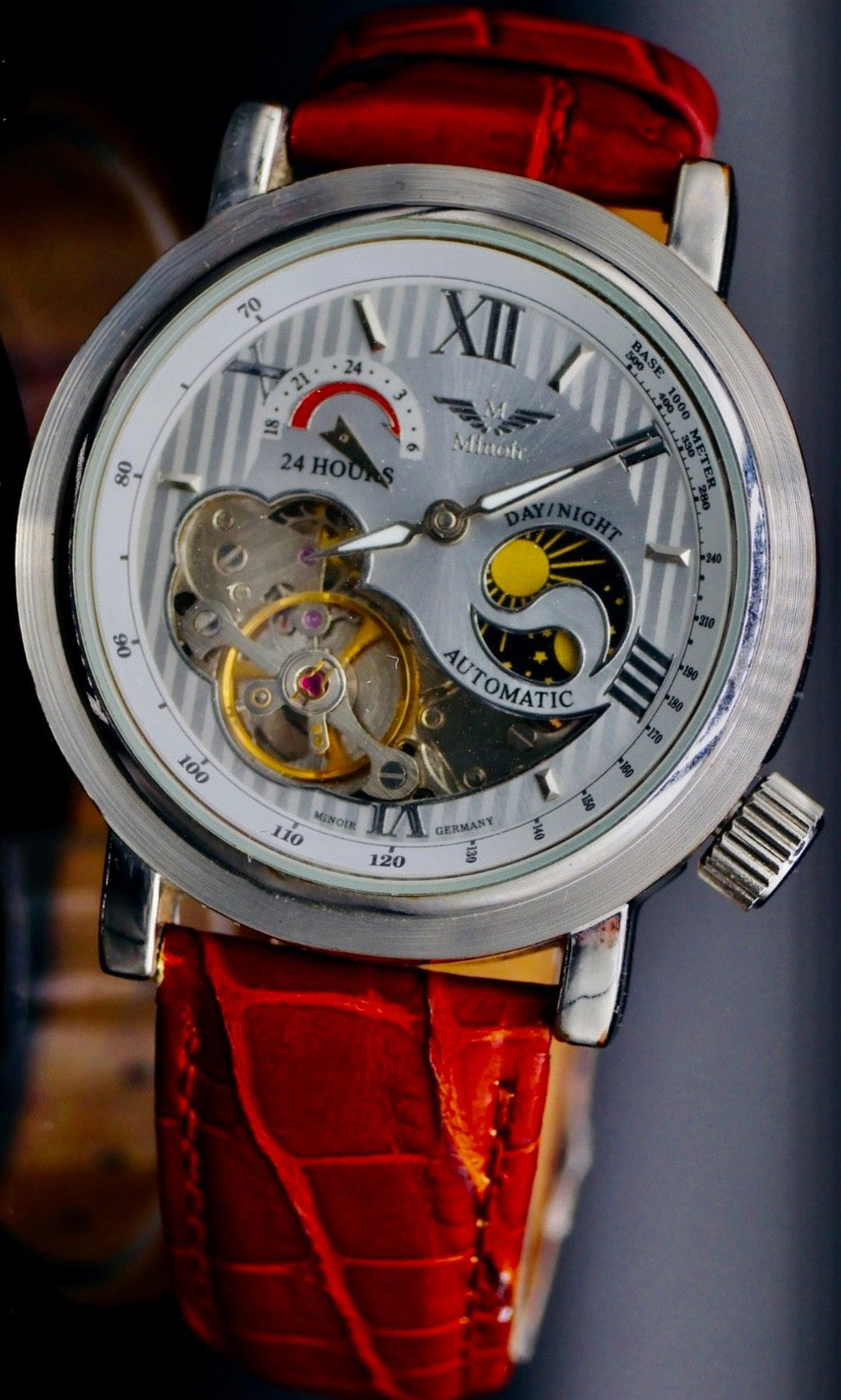 TOP Minoir Herren Männer Uhr Automatik Armbanduhr Weiß Braun Farben Herrenuhr0