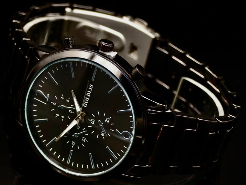 Edle Herren Armband Männer Uhr Schwarz Farben Chrono Look im Keramik Design NEU1