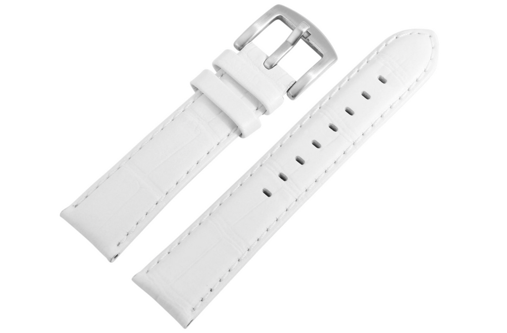 Steinmeister Uhrenarmband Echtleder Armband in weiß 22 mm0