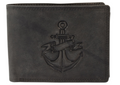 Akzent Leder Geldbörse RFID Echtleder Portemonnaie Geldbeutel Anker Schwarz 10