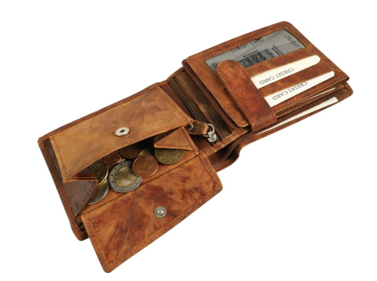 Akzent Leder Braun Portemonnaie Geldbeutel Portmonee Echtleder Unisex Neu 63