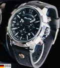 Elite Herren Armband Uhr Chronograph Datum  Schwarz Silber Farben Flieger-Design0