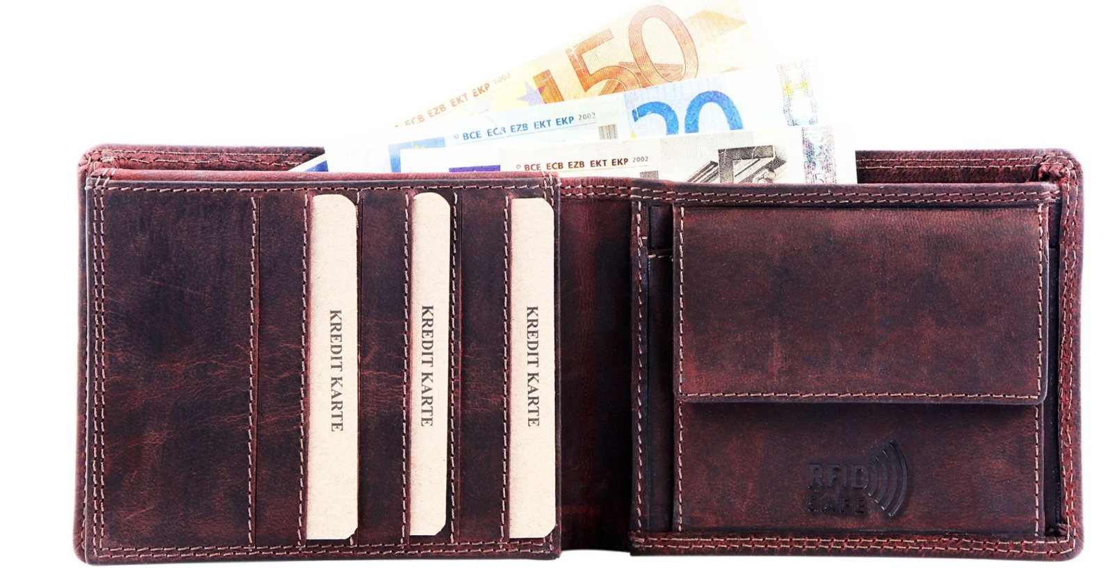 Akzent Ziegen Leder Geldbörse Echtleder Portemonnaie Geldbeutel 12X10CM Bordeaux0