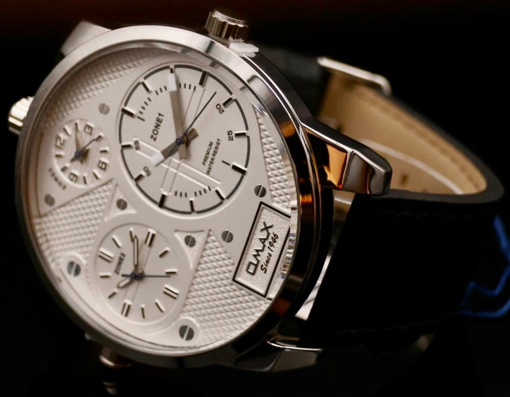 XXL Omax  Monster Watch Herren Armband Uhr  Dual Triple Timer 3 Zeitzonen Neu1