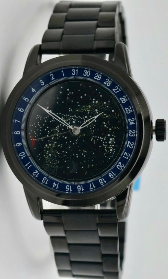 SKM HERRENUHR  -  ANIMIERT - GALAXIE STERNENHIMMEL - KERAMIK LOOK - DATUM - NEU0