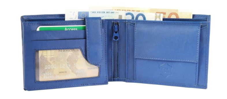 Excellanc Leder Portmonee Geldbörse Echtleder Geldbeutel  Blau Portemonnaie 10