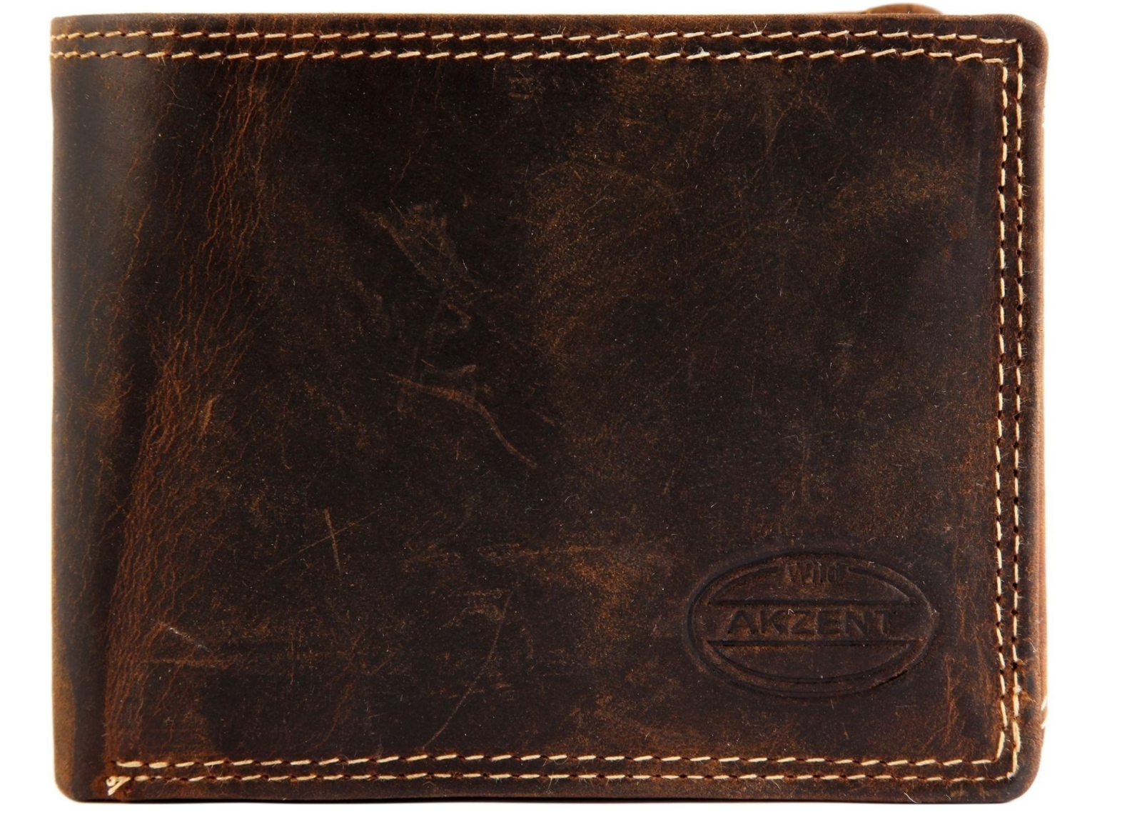 Akzent Rinds Leder Geldbörse Echtleder Portemonnaie Geldbeutel Querformat NEU0