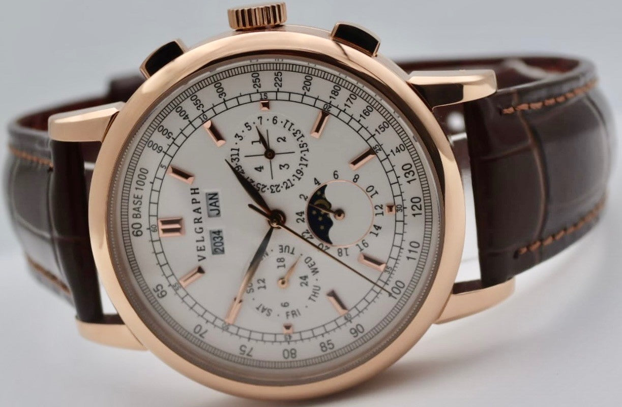 Velgraph Herrenuhr 42mm Automatik | Lederband | Vollkalender | NH35 | Seagull1