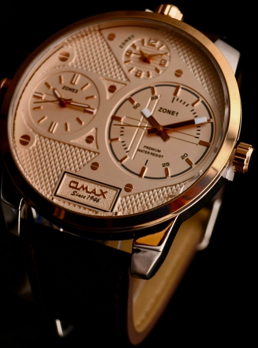 XXL Omax  Monster Watch Herren Armband Uhr  Dual Triple Timer 3 Zeitzonen Neu **1