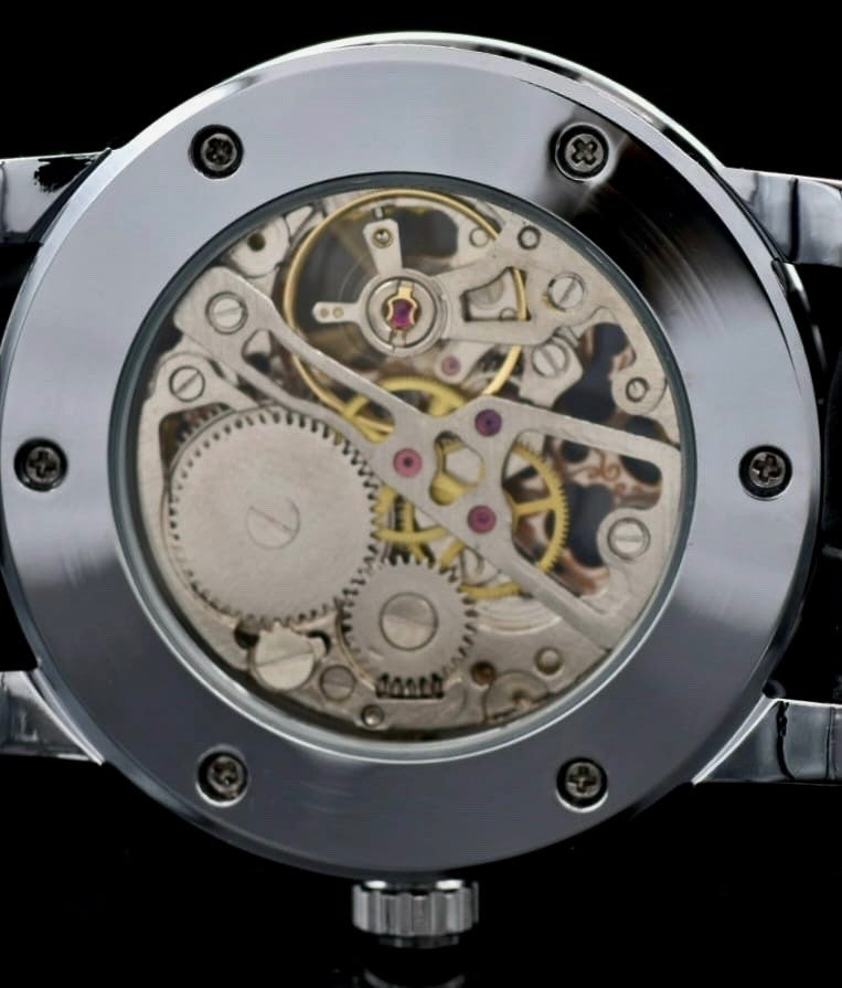 Winner Herren Automatikuhr Mechanisch Skelett Uhr Blau Silber mit Lederarmband3