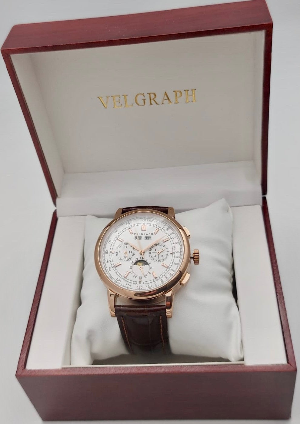 Velgraph Herrenuhr 42mm Automatik | Lederband | Vollkalender | NH35 | Seagull2