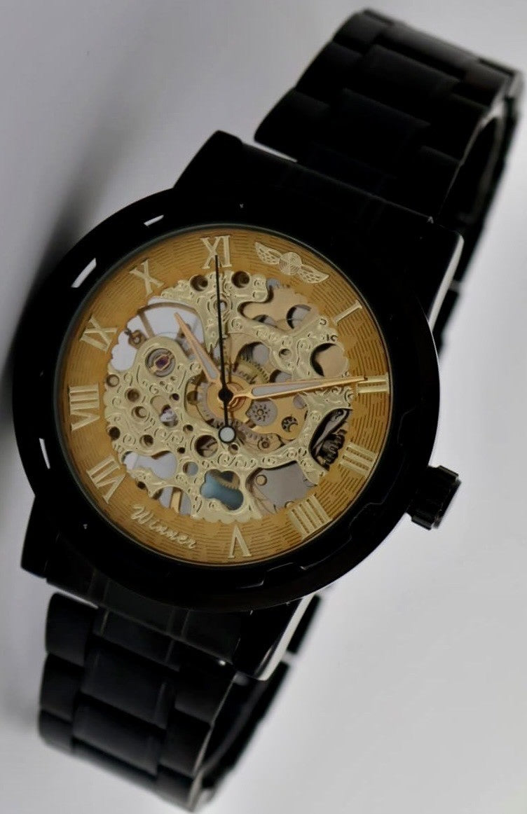 WINNER - MECHANISCH - HANDAUFZUG - HERREN - UHR - SKELETT - EDELSTAHL - 40MM0