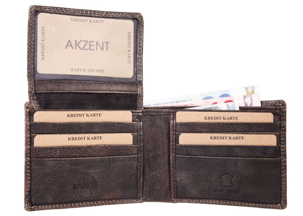 Akzent Leder Geldbörse RFID Echtleder Portemonnaie Geldbeutel Querformat Traktor1
