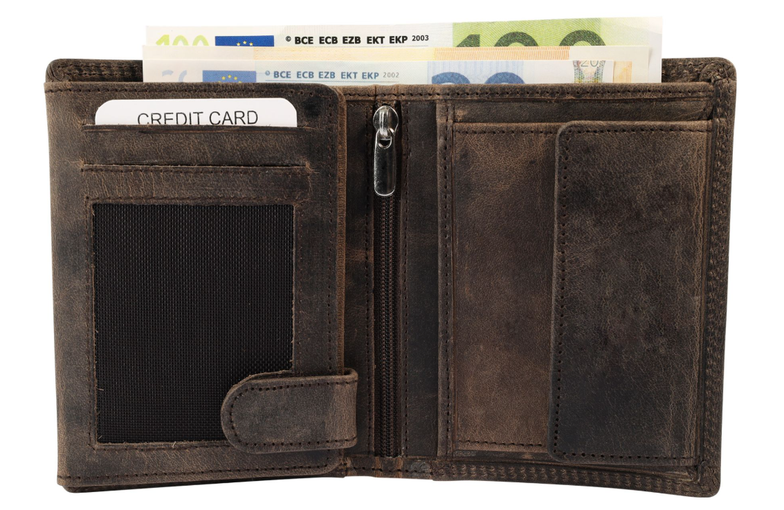 Akzent Basic Leder Geldbörse RFID Schutz Portemonnaie Braun Totenkopf Motiv 51